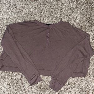 Urban outfitters fringed button-up cropped tee